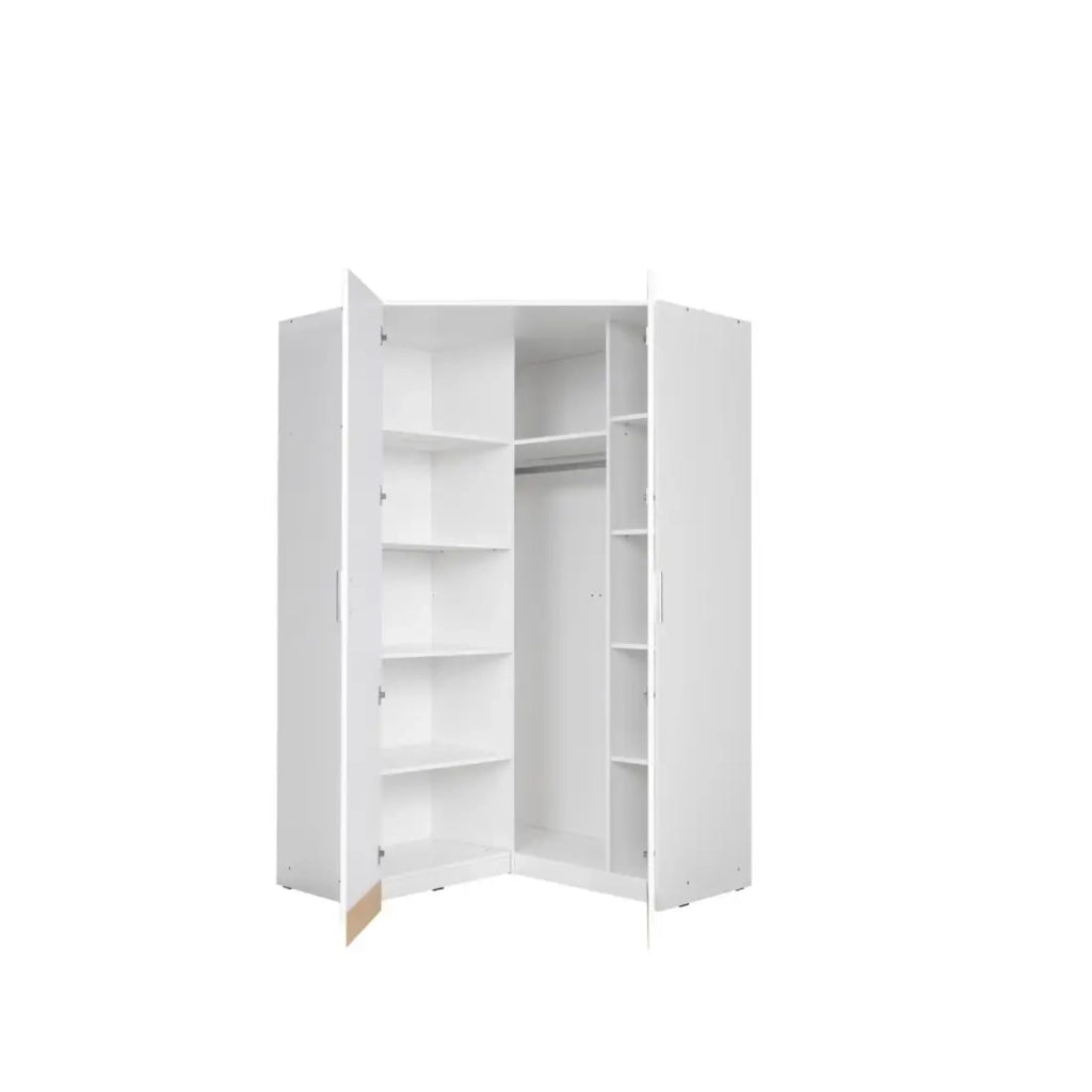 Armadio ad angolo 2 porte FLEX – Bianco lucido – Design moderno salvaspazio