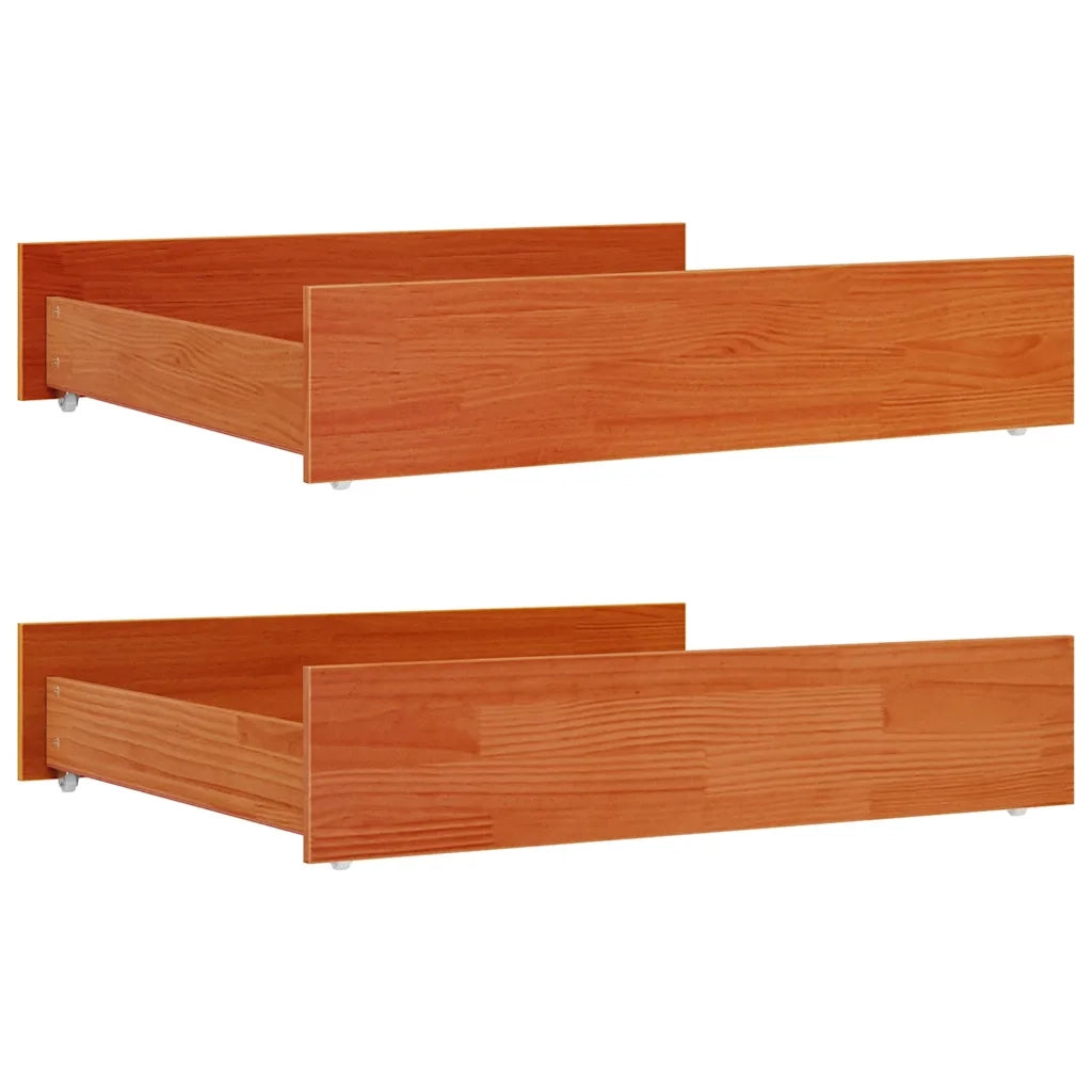 Cassetti per Letto 2pz Marrone Cera in Legno Massello di Pino 847168