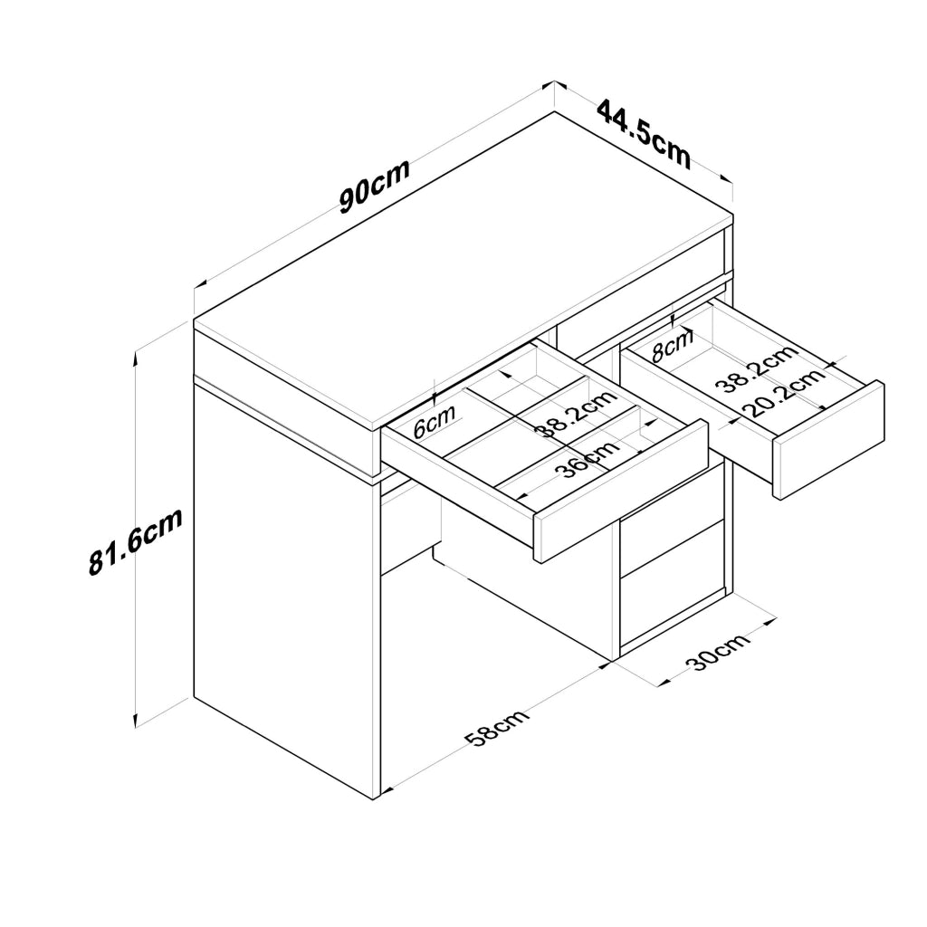 Mobile da Trucco Rivello, Toeletta Specchio Incluso, 90x45x82h cm Bianco