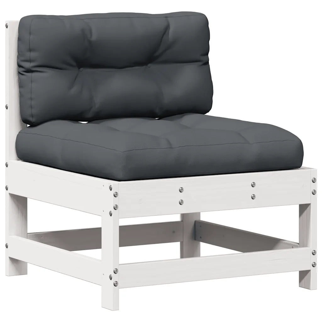 Set Salotto Giardino 7pz con Cuscini Bianco Legno Massello Pino 3250945