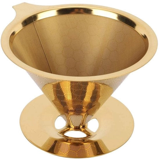 Filtro per caffè riciclabile - Struttura a doppia lastra - In acciaio inossidabile - Filtra i residui di caffè - Duraturo - Facile da pulire - Filtro per caffè per macchina del caffè