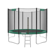 Trampolino da esterno diametro 427 cm attrezzatura da giardino con scaletta rete protettiva pali rivestiti nero e verde scuro 12_0002075