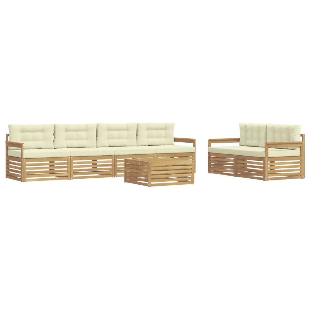Set di divani da esterno 7 pcs Bianco e Crema Poliestere