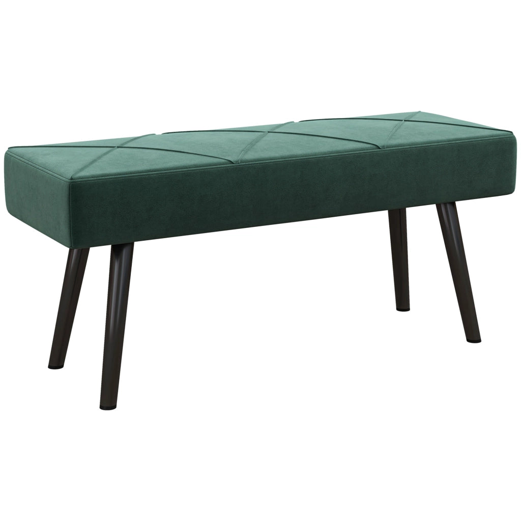 Panca da letto Panca imbottita effetto velluto con gambe in acciaio per Camera e Ingresso Verde