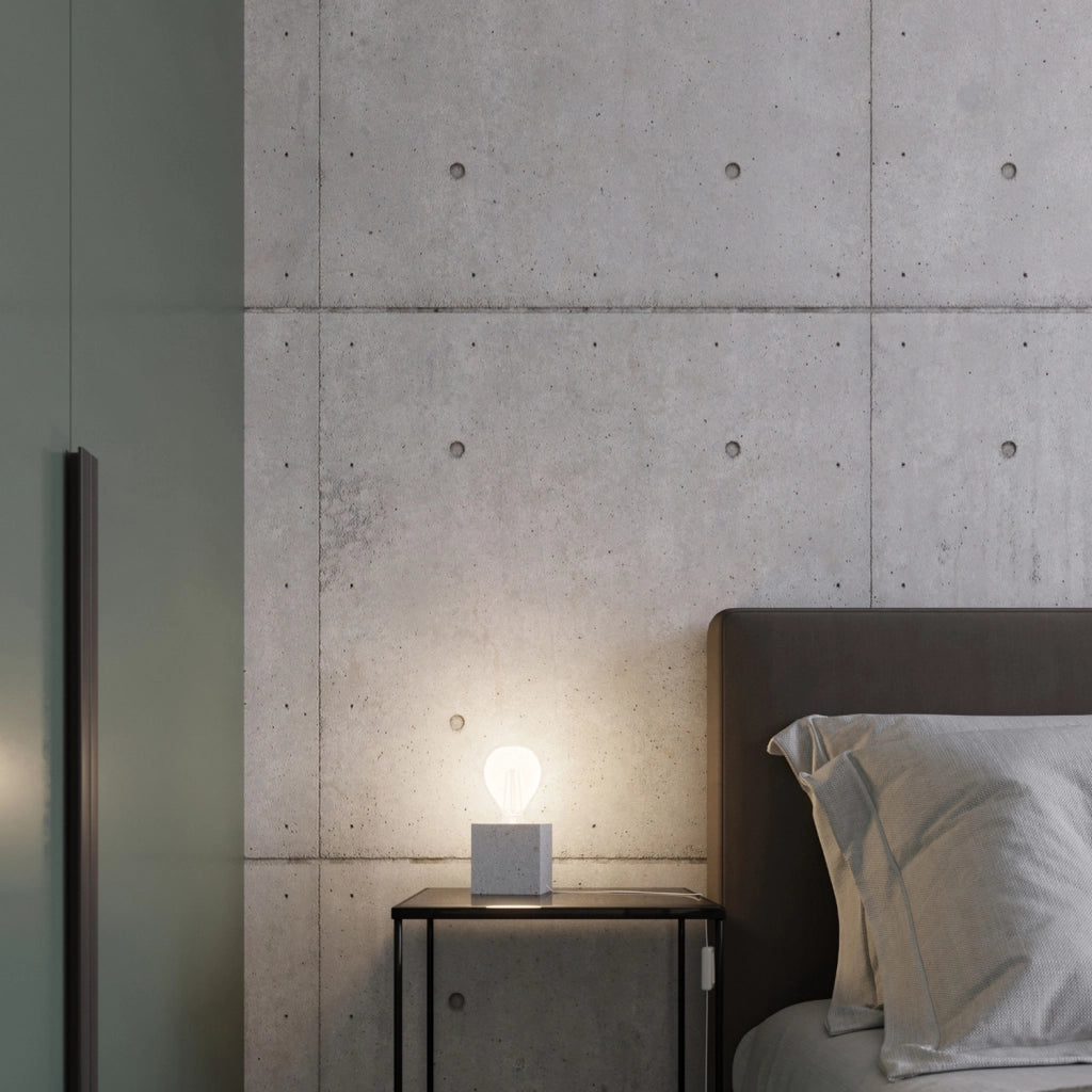 Lampada da tavolo loft cubo cemento DORMA PureLume E27