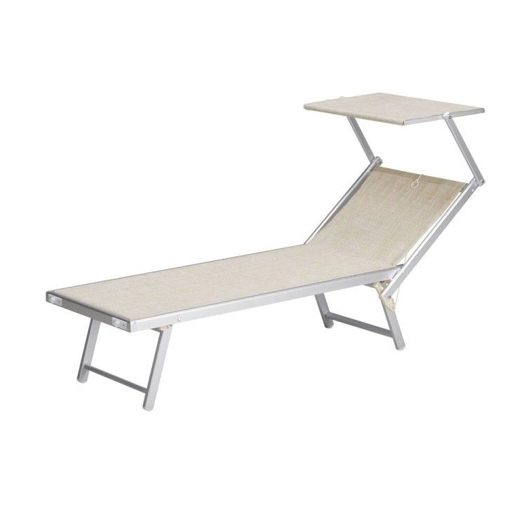 LETTINO PRENDISOLE DA GIARDINO DELUXE IN ALLUMINIO E TEXTILENE BEIGE MELANGE