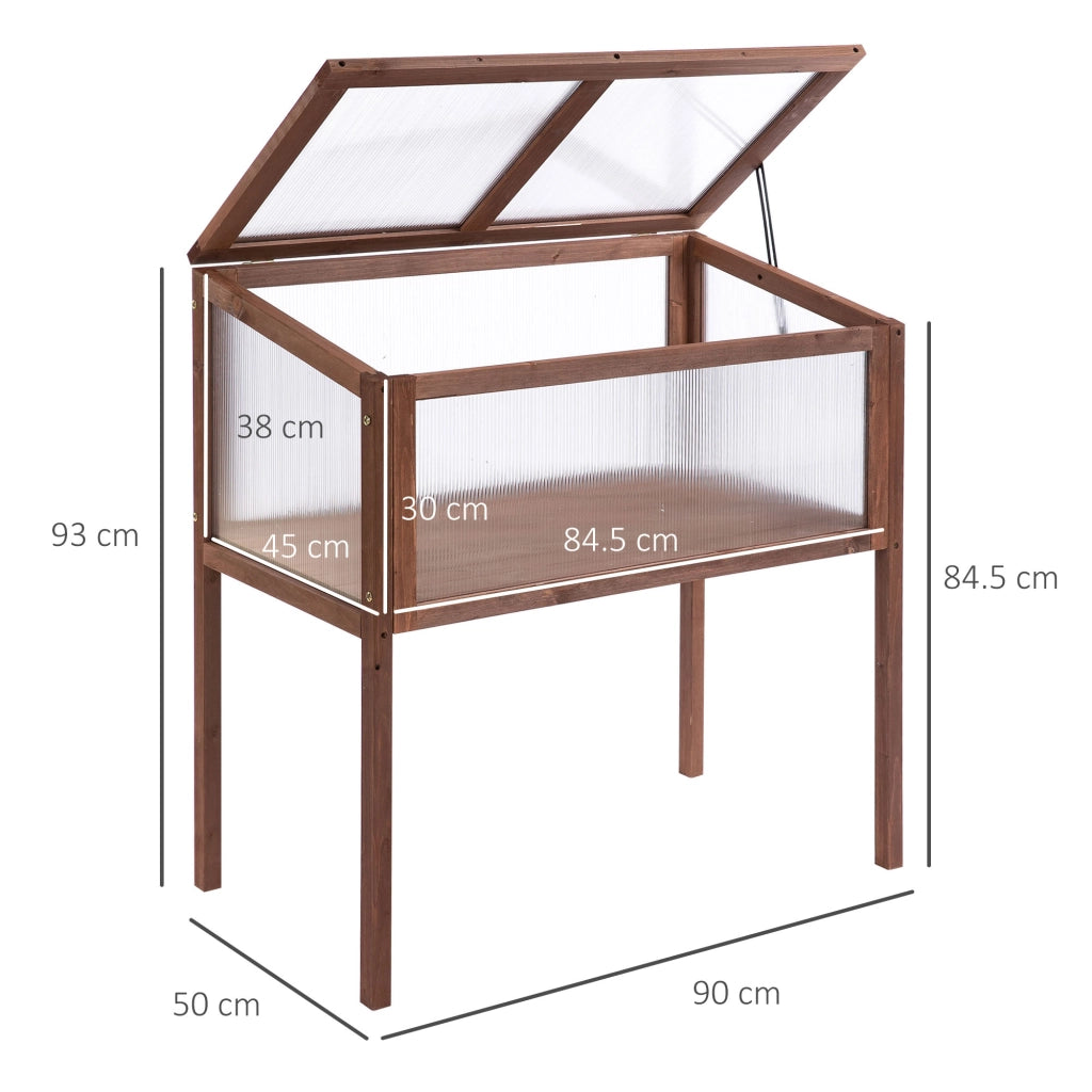 Cassone da coltivazione con copertura apribile 90 x 50 x 93 cm, legno marrone