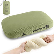 Cuscino gonfiabile per viaggio - Cuscino di supporto ultraleggero per campeggio, auto, spiaggia e ufficio (verde militare)