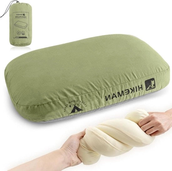Cuscino gonfiabile per viaggio - Cuscino di supporto ultraleggero per campeggio, auto, spiaggia e ufficio (verde militare)