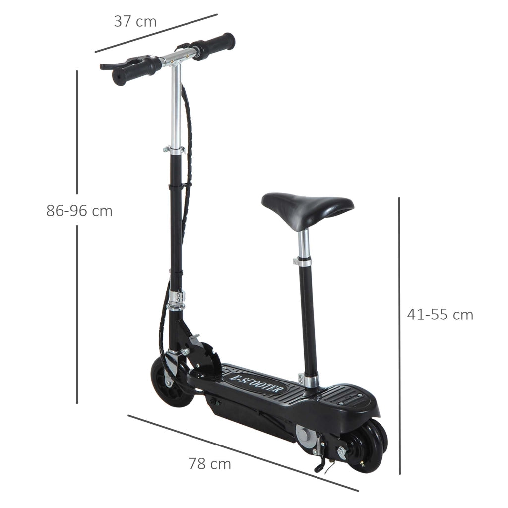 EasyComfort Monopattino Elettrico Pieghevole per Bambini con Seggiolino Regolabile, in Metallo e PE Nero, 78x37x99 cm