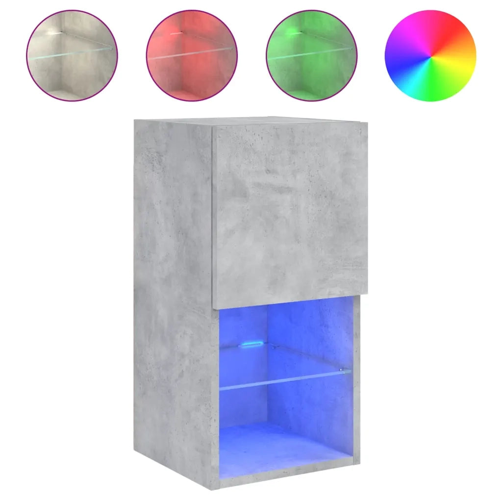 Mobili TV con Luci LED 2pz Grigio Cemento 30,5x30x60 cm 836994