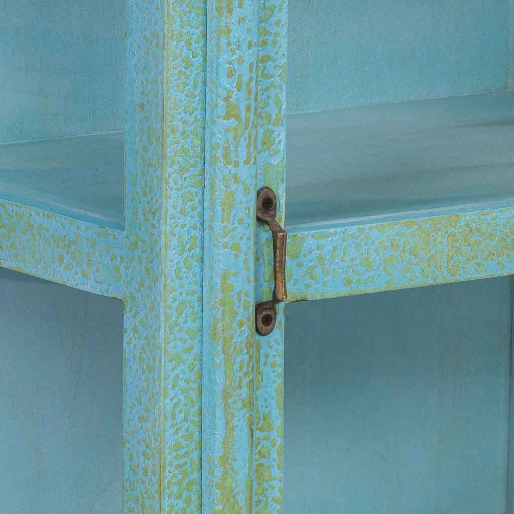 Vetrina in legno blu 67x46x80 cm