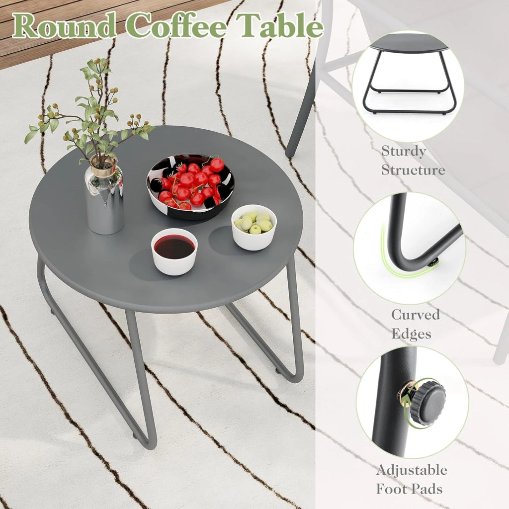 Set di 3 mobili da balcone con 2 sedie da giardino e tavolino, set di mobili da giardino in ferro e tessuto, set da giardino per balcone e terrazza