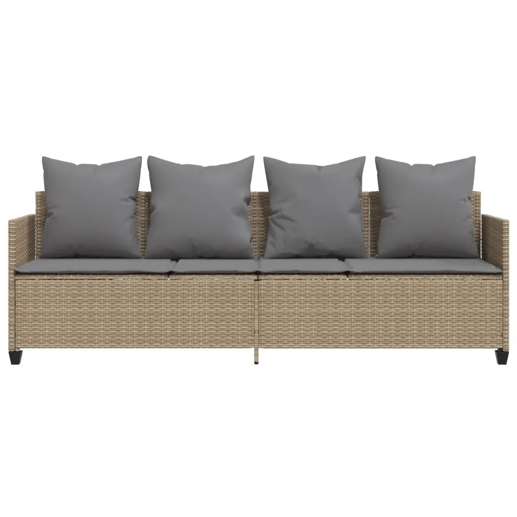 Lettino Prendisole con Cuscini BeigeÂ in Polyrattan