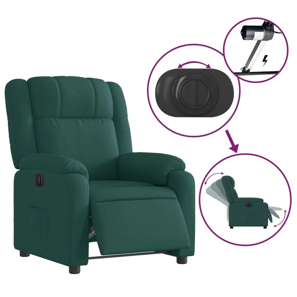 Poltrona Elettrica Reclinabile Verde Scuro in Tessuto 3205184