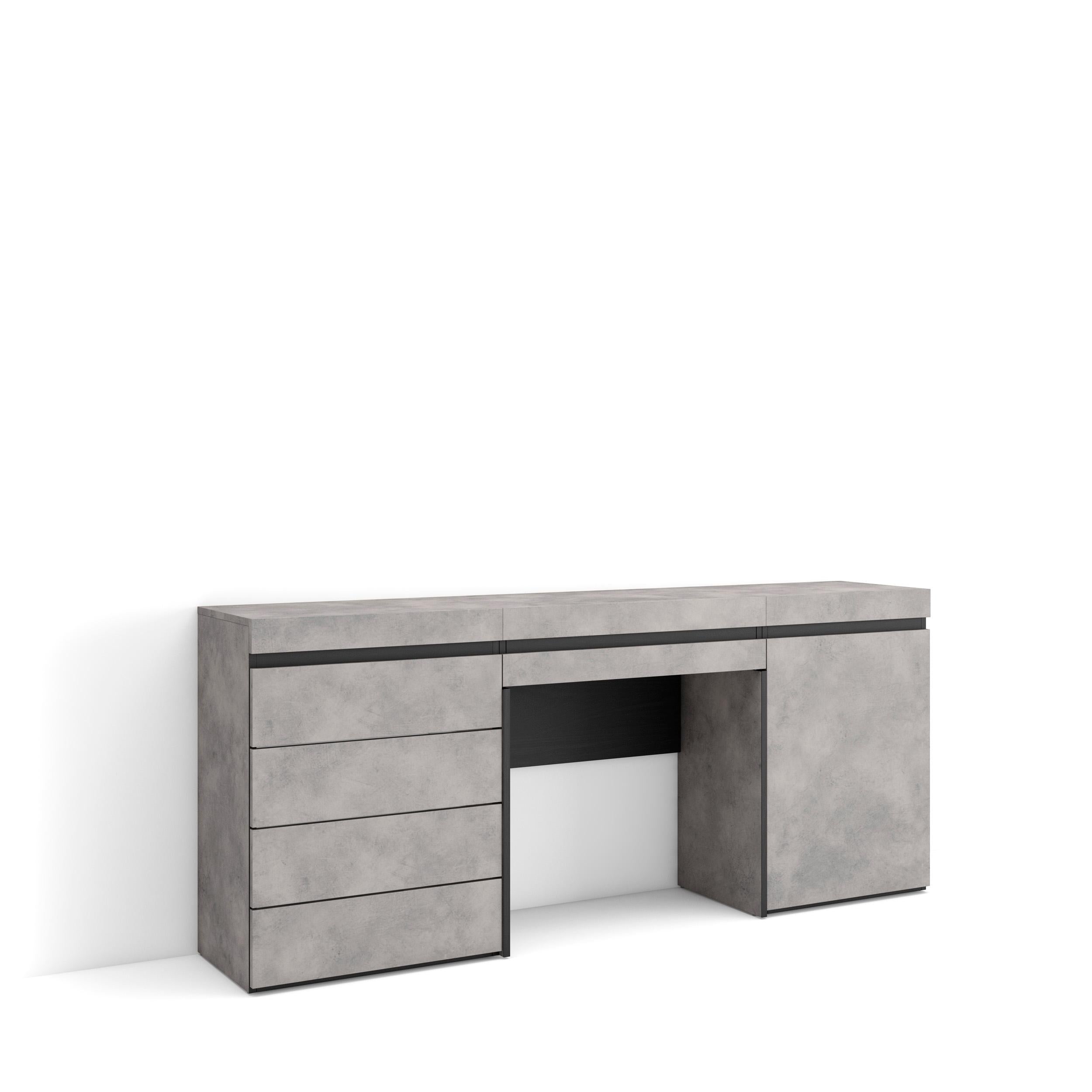 Tavolo da toeletta, 177x35x75cm, Con cassetto, Cassettiera, grigio cemento RF3463