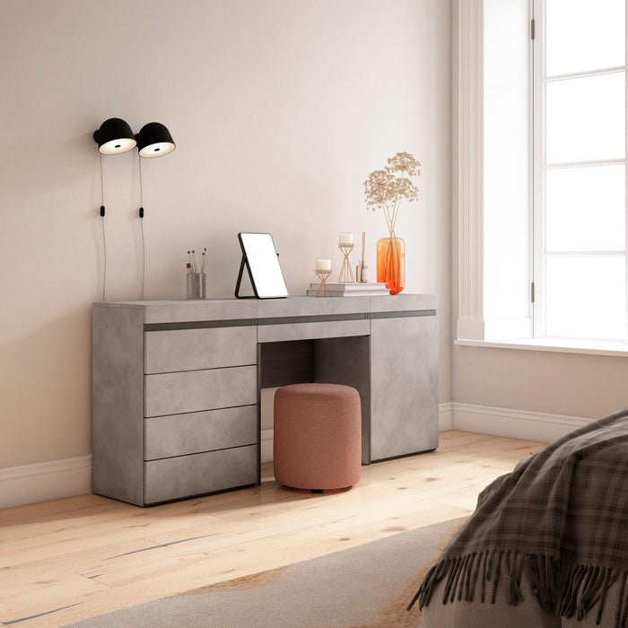 Tavolo da toeletta, 177x35x75cm, Con cassetto, Cassettiera, grigio cemento RF3463