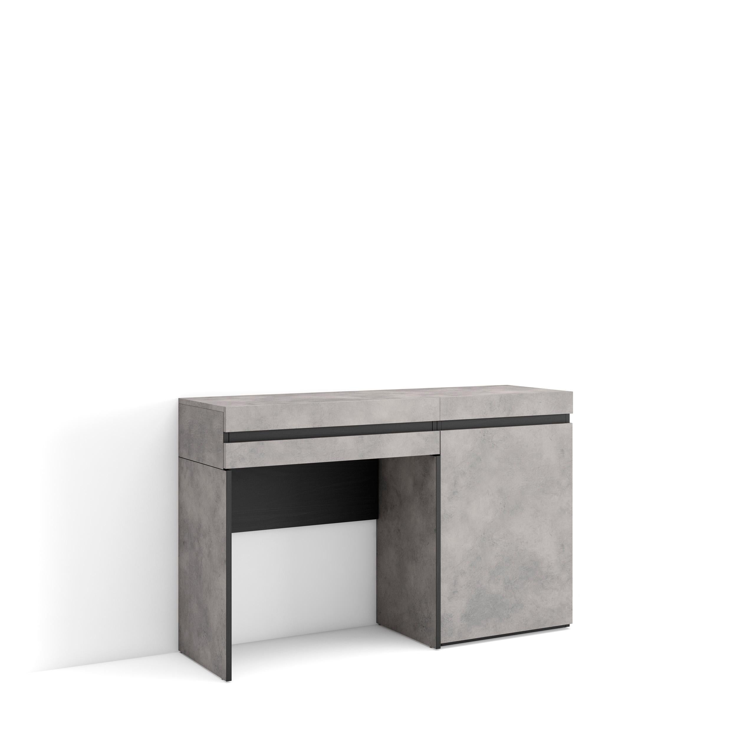 Tavolo da toeletta, 121x35x75cm, Con cassetto, Camera da letto, grigio cemento RF3462