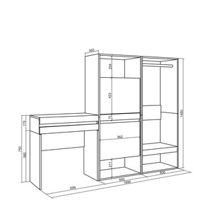 Consolle Ingresso, 190x35x145cm, Con cassetto, Scarpiera, Armadio Aperto, grigio cemento RF3445