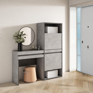 Consolle Ingresso, 130x35x145cm, Con cassetto, Scarpiera, grigio cemento RF3444