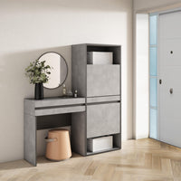 Consolle Ingresso, 130x35x145cm, Con cassetto, Scarpiera, grigio cemento RF3444