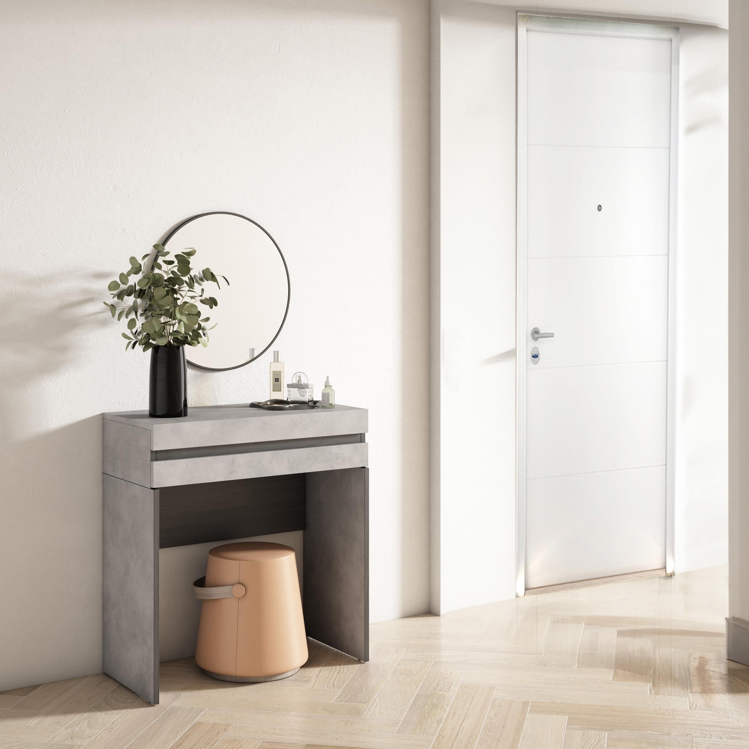 Consolle Ingresso, 70x35x75cm, Con cassetto, Con stoccaggio, grigio cemento RF3442