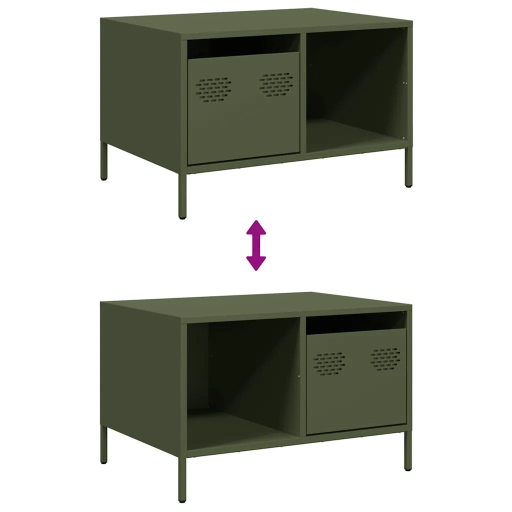 Tavolino da salotto | Tavolino da caff¨¨ | Tavolino da Soggiorno Verde Oliva 68,5x50x43,5 cm Acciaio Laminato a Freddo