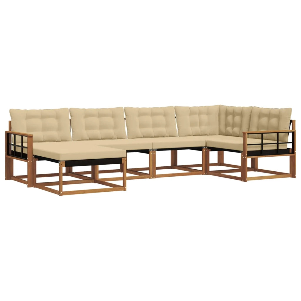 Set di divani da esterno con cuscino 6 pcs Naturale e Beige