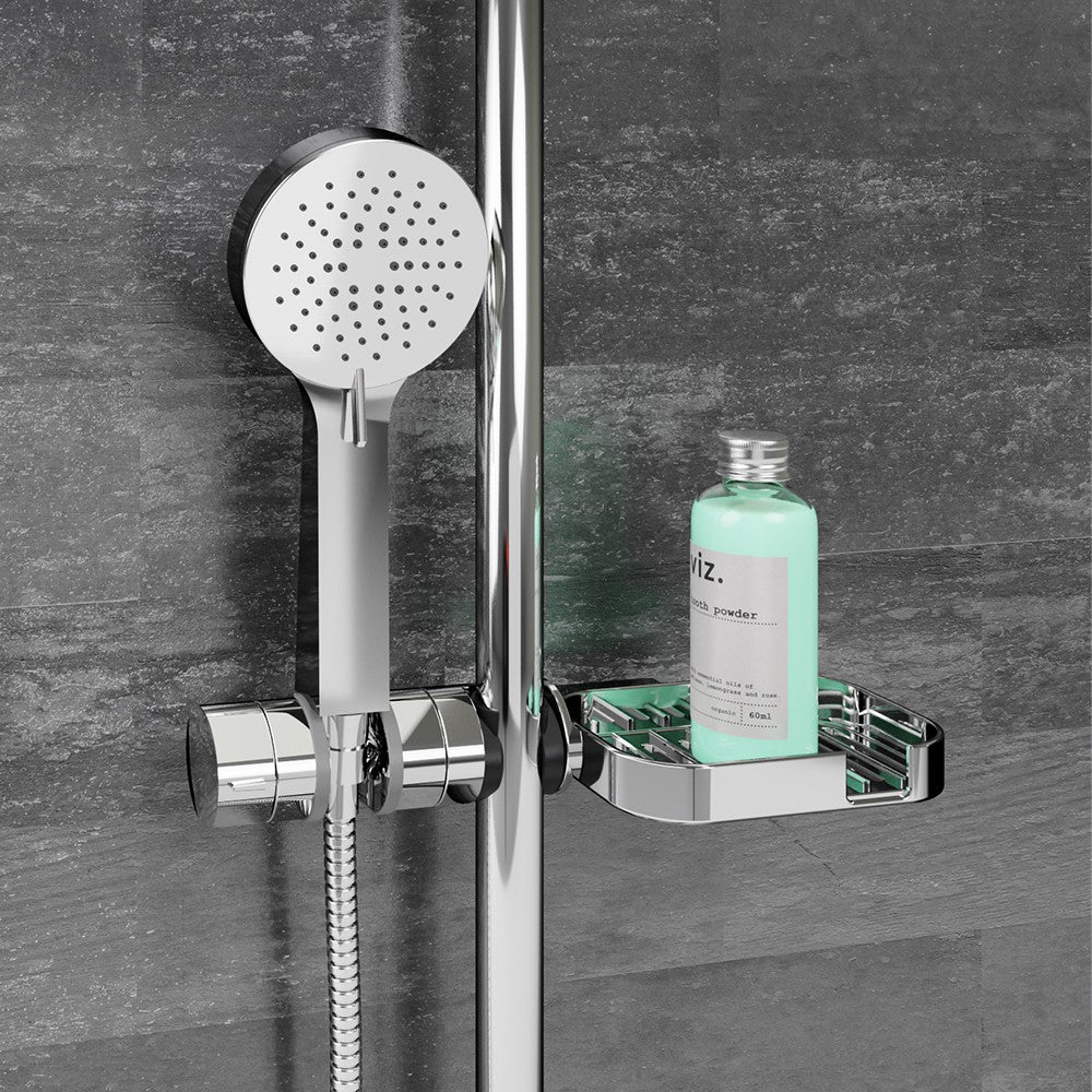 Scorrevole per colonna doccia con porta sapone e supporto doccino