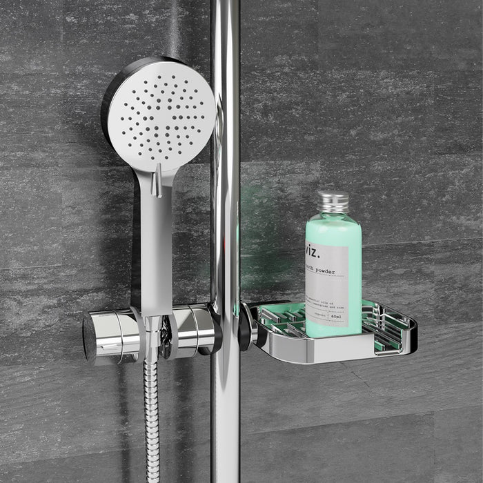 Scorrevole per colonna doccia con porta sapone e supporto doccino