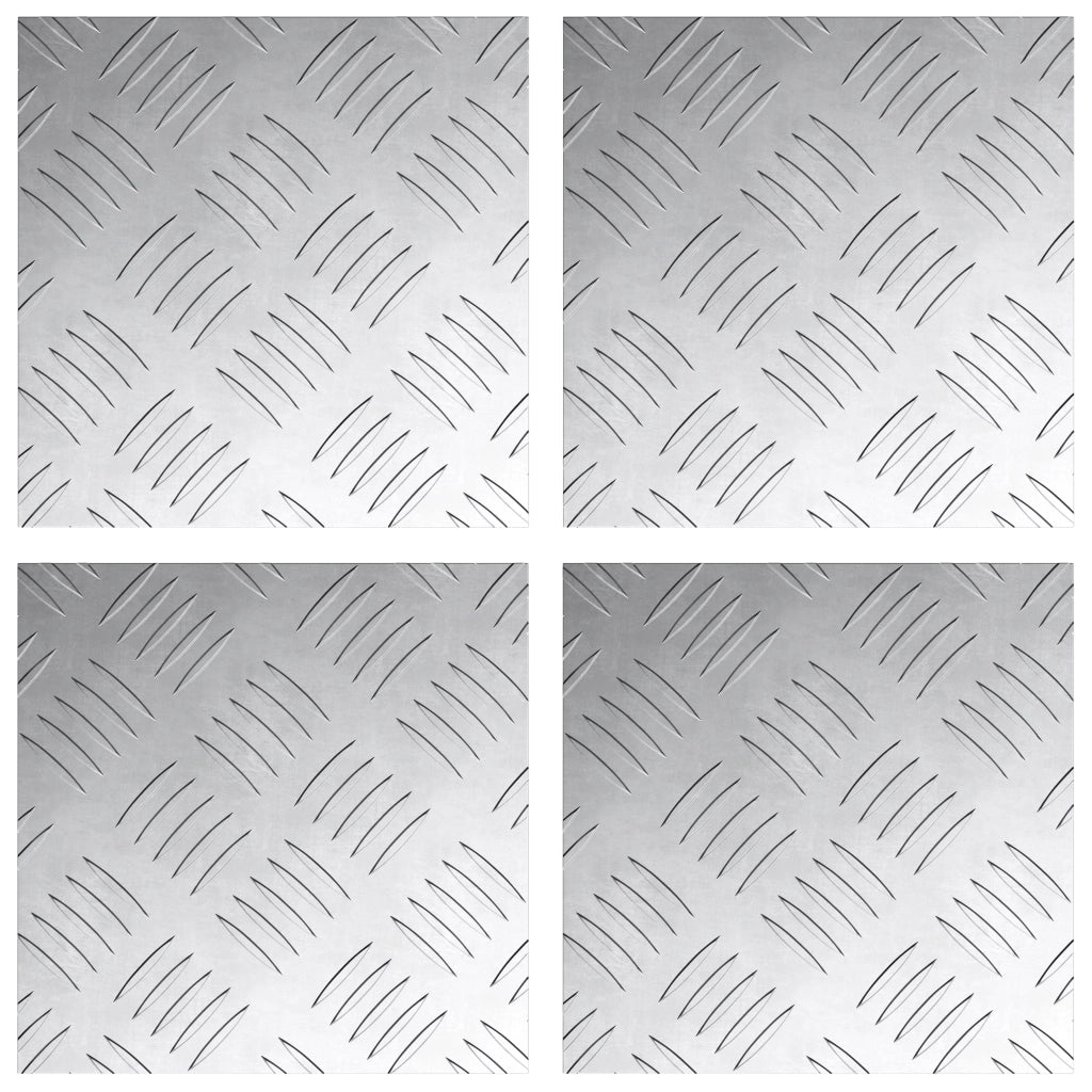 Lastre a Scacchiera in Alluminio 4 pz Antiscivolo 20x20 cm
