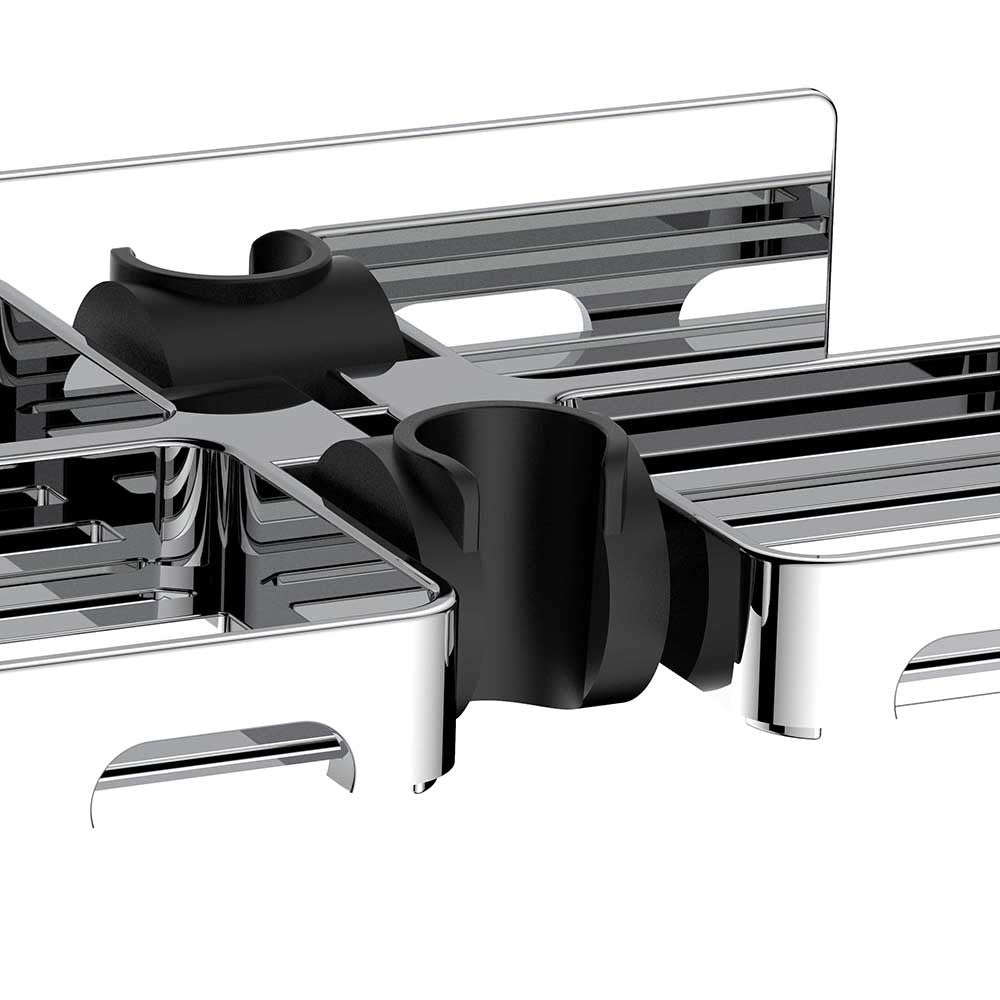 Supporto a muro per doccino con doppio porta sapone