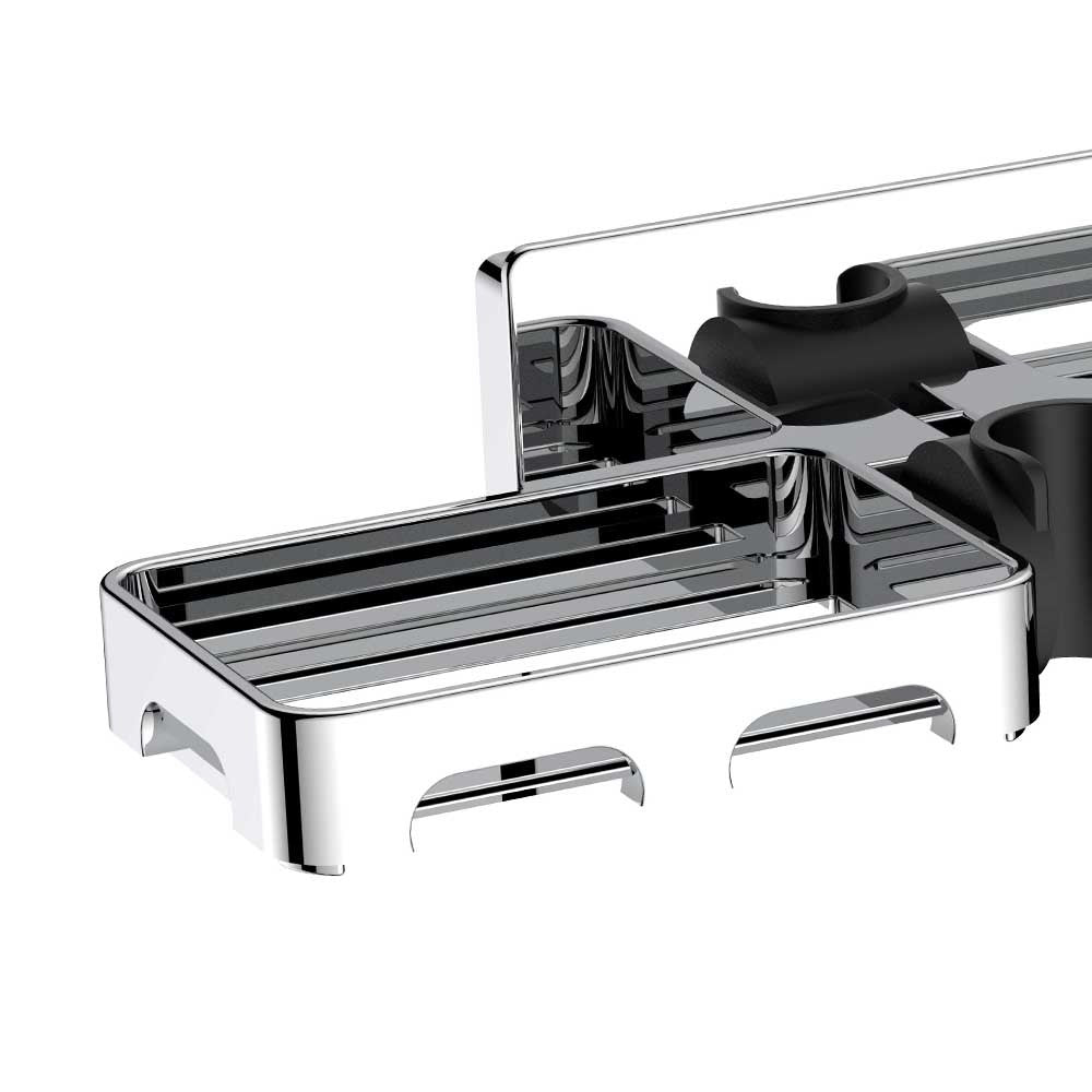 Supporto a muro per doccino con doppio porta sapone