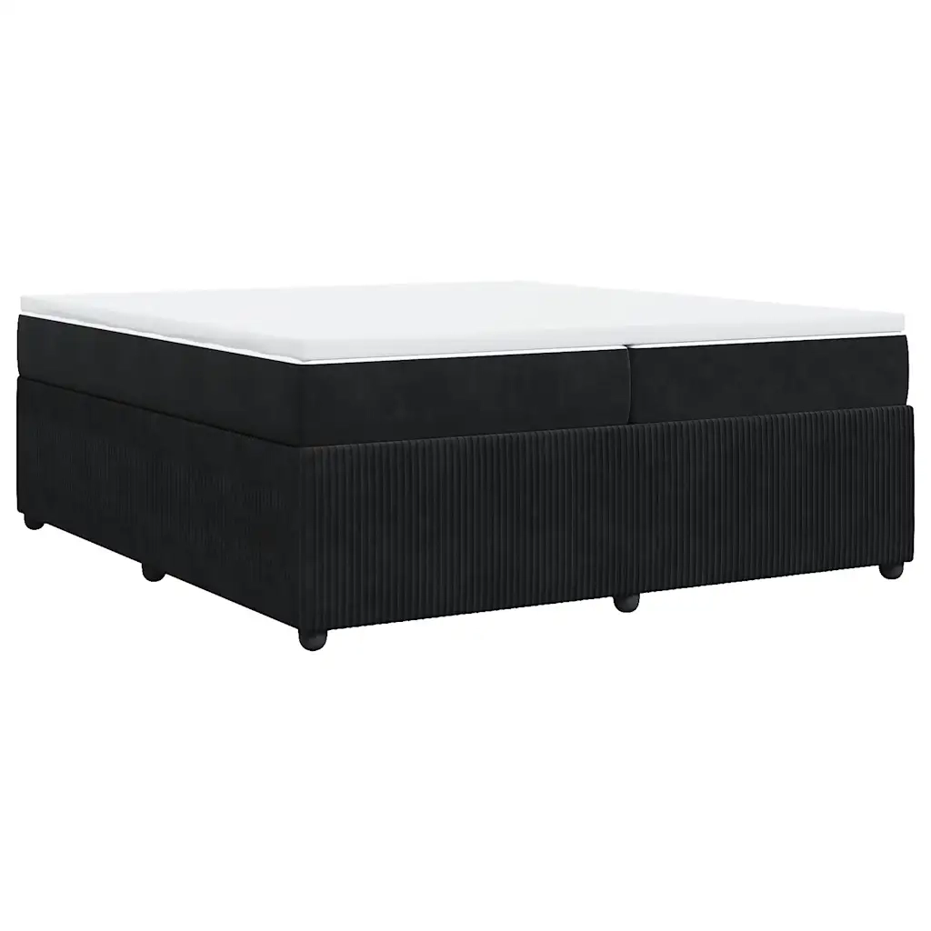 Giroletto a Molle con Materasso Nero 200x200 cm in Velluto 3285664