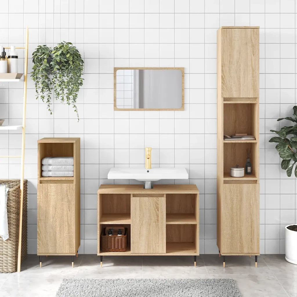 Mobile da Bagno Rovere Sonoma 80x33x60 cm in Legno Multistrato 831623