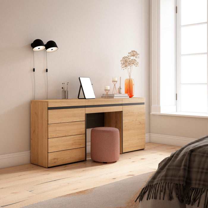 Tavolo da toeletta, 177x35x75cm, Con cassetto, Cassettiera, colore Rovere RF3478