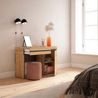 Tavolo da toeletta, 121x35x75cm, Con cassetto, Camera da letto, colore Rovere RF3477