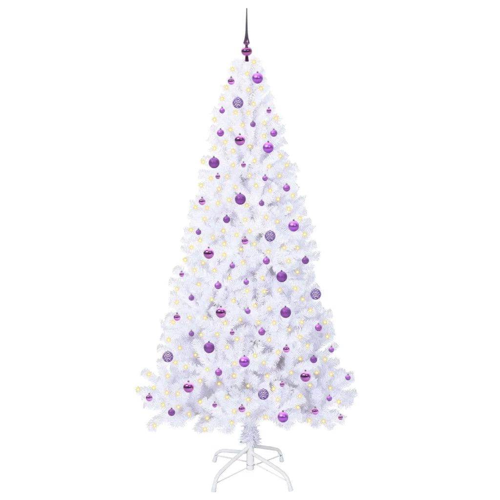 Albero di Natale Artificiale-Albero Natalizio Bianco 240 cm PVC e Acciaio 743621