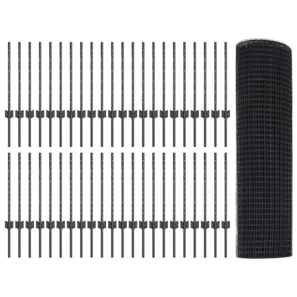 Recinto in Filo Saldato con 44 U Post Grigio 0.5x100 m Acciaio