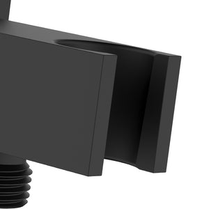 Presa d'acqua quadra con supporto doccia in ottone finitura nera