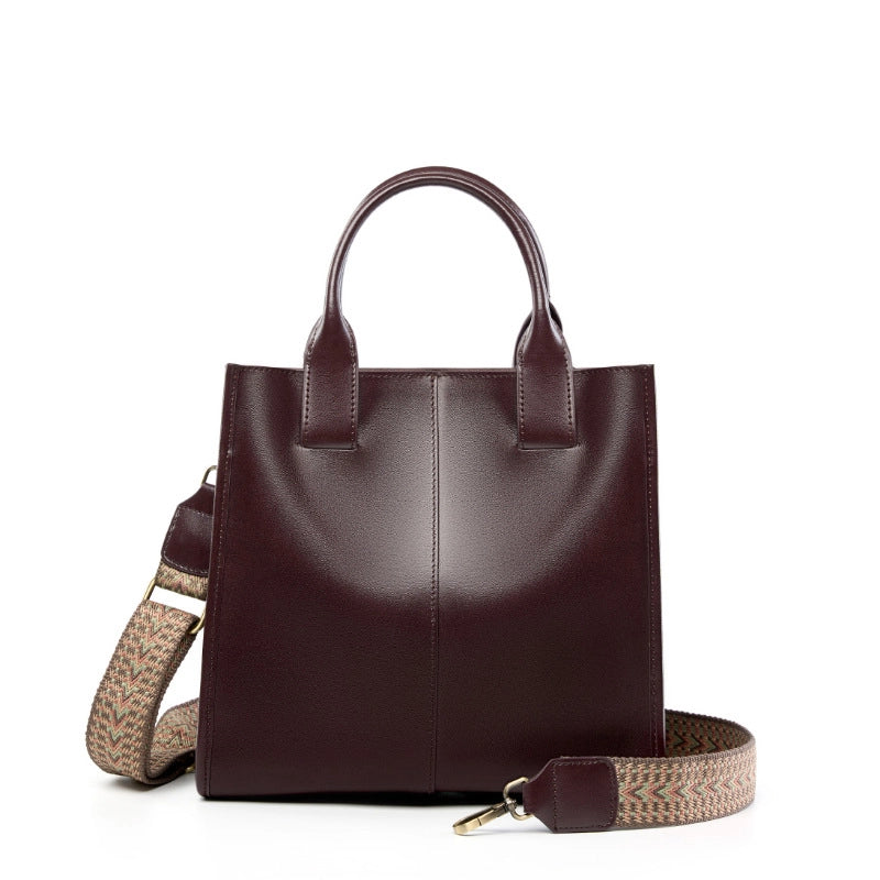 Borsa a tracolla da donna in vera pelle marrone con manico superiore