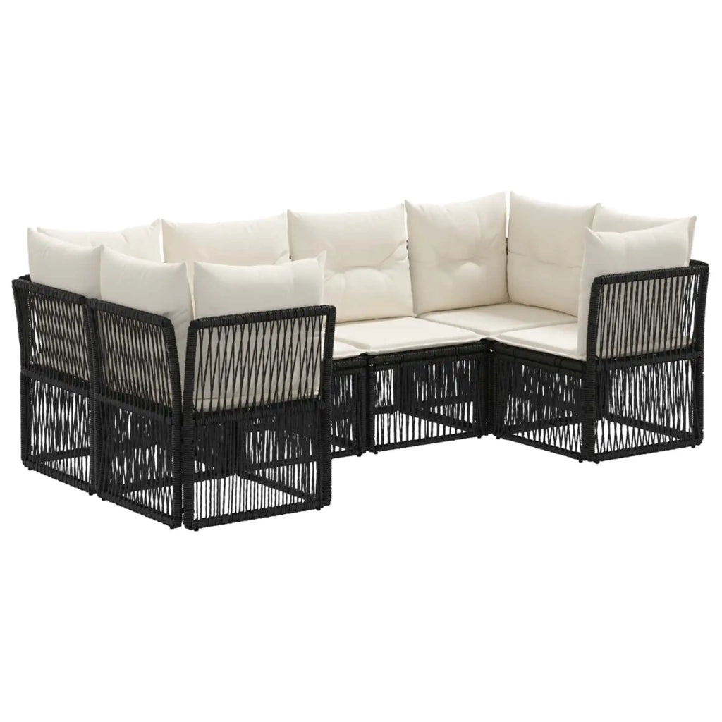 Set Divano da Giardino 6 pz 6-Numero di posti Nero polyrattan 3434332