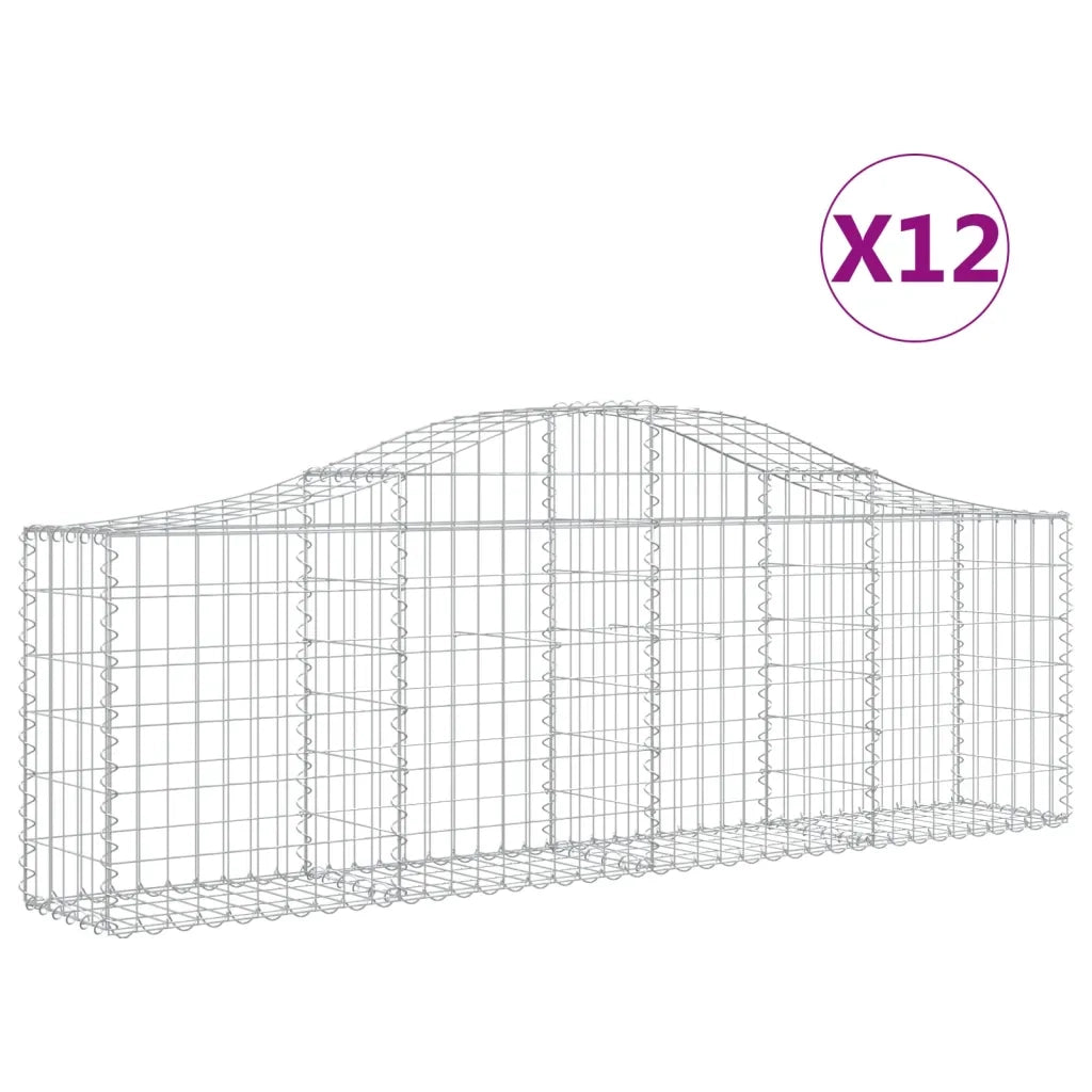 Cesti Gabbioni ad Arco 12 pz 200x30x60/80 cm Ferro Zincato 3145398