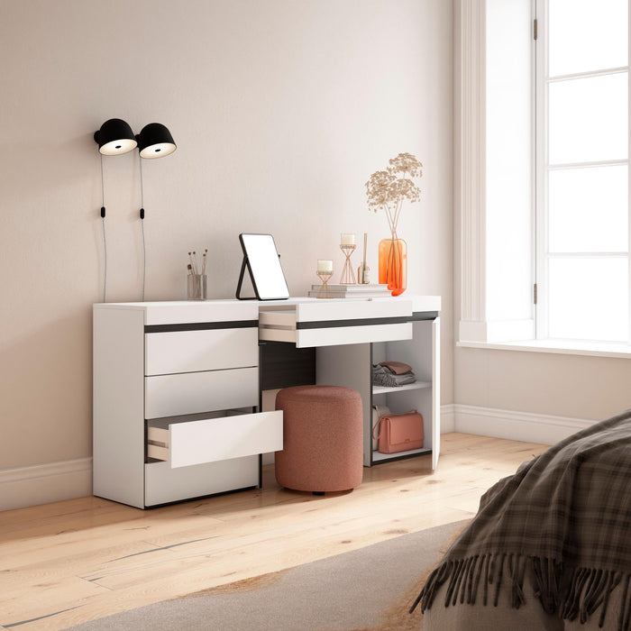 Tavolo da toeletta, 177x35x75cm, Con cassetto, Cassettiera, Bianco RF3453