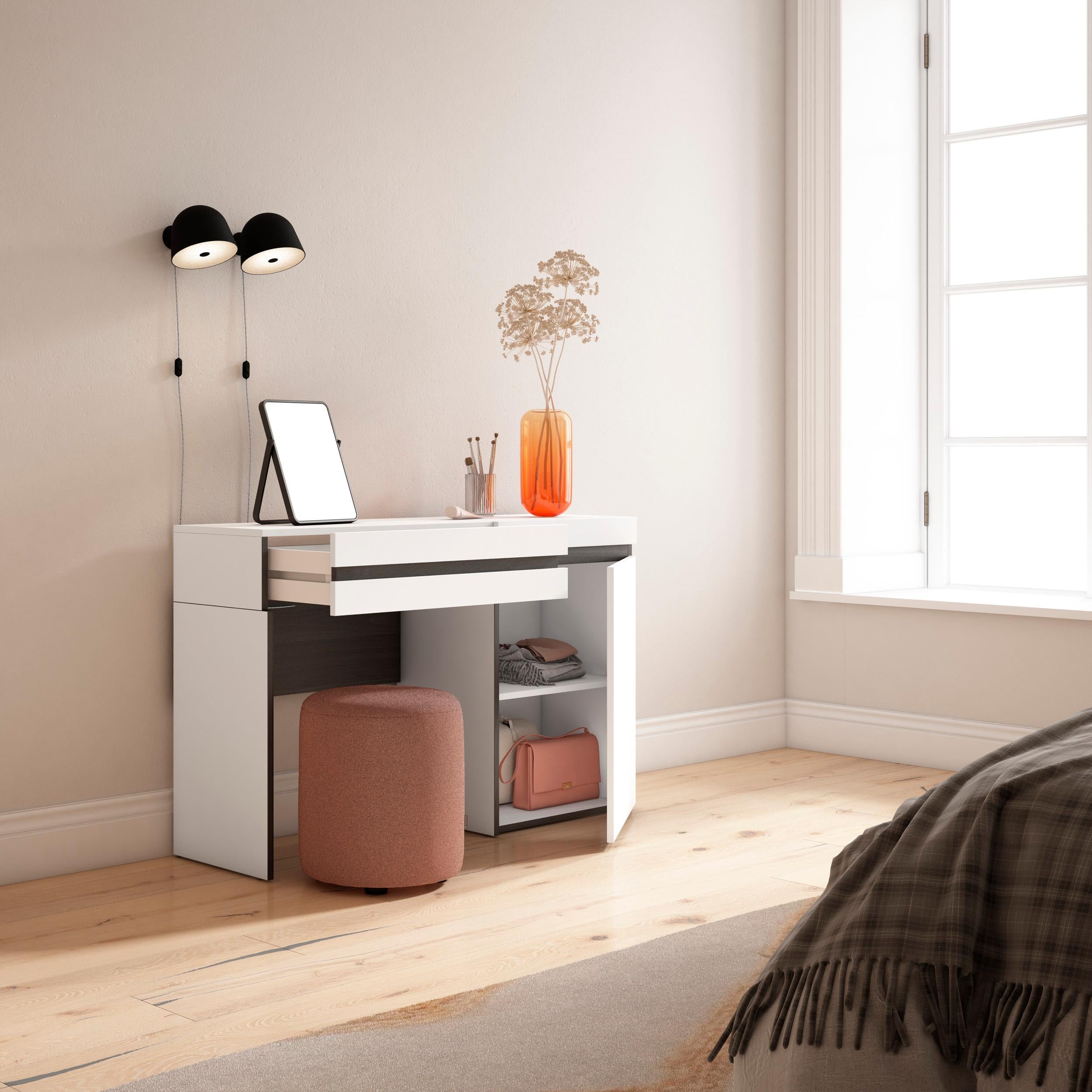 Tavolo da toeletta, 121x35x75cm, Con cassetto, Camera da letto, Bianco RF3452