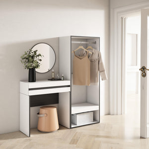 Consolle Ingresso, 130x35x145cm, Con cassetto, Armadio Aperto, Bianco RF3439