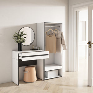 Consolle Ingresso, 130x35x145cm, Con cassetto, Armadio Aperto, Bianco RF3439