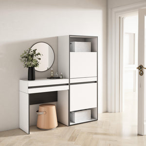 Consolle Ingresso, 130x35x145cm, Con cassetto, Scarpiera, Bianco RF3440