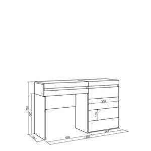 Tavolo da toeletta, 127x35x75cm, Con cassetto, Cassettiera, Bianco RF3451