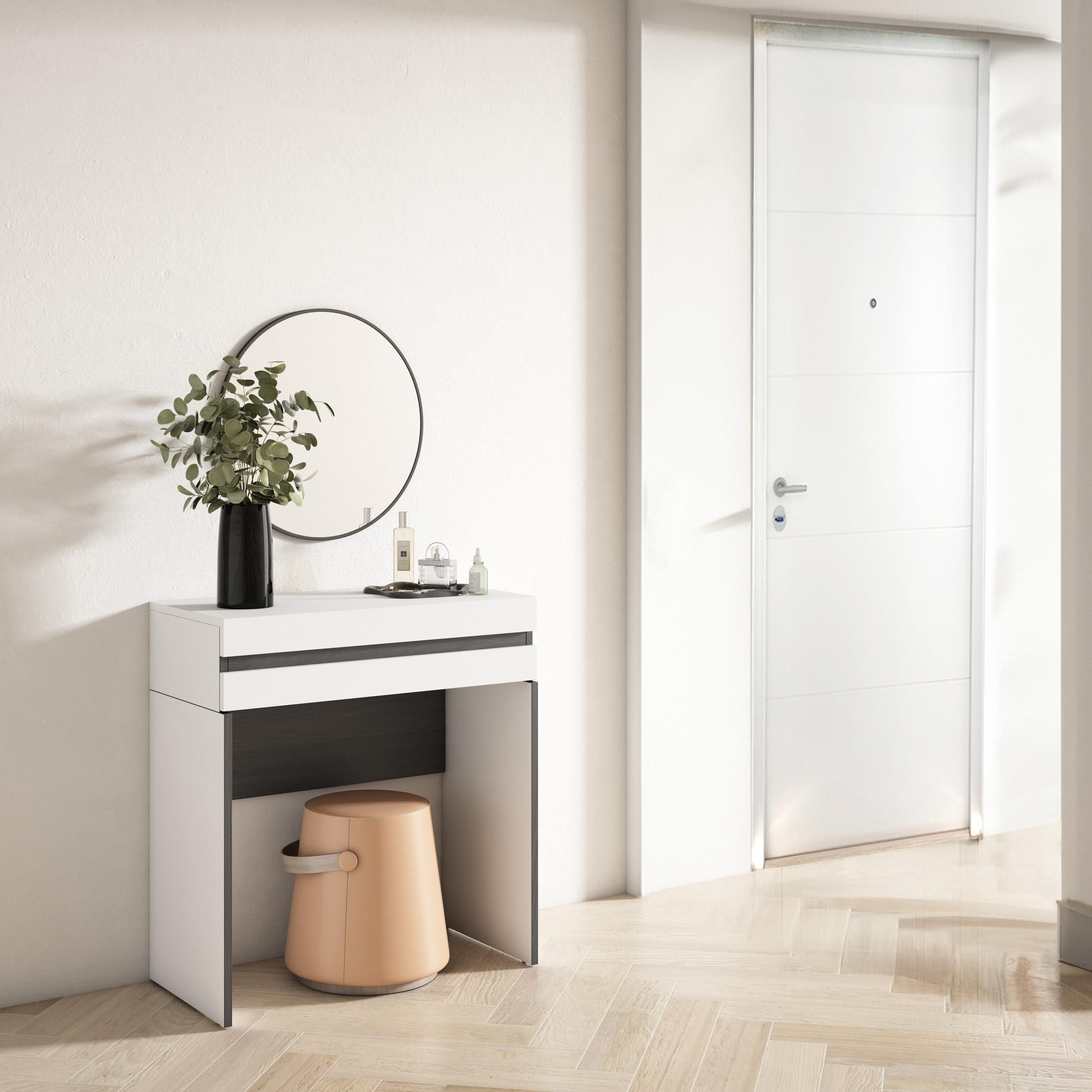 Consolle Ingresso, 70x35x75cm, Con cassetto, Con stoccaggio, Bianco RF3438